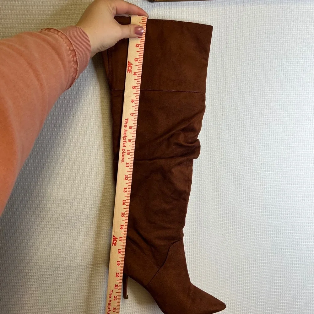 Jessica Simpson Anitah Cognac Brown Faux Suede Over The‎ Knee Boots 7.5 M